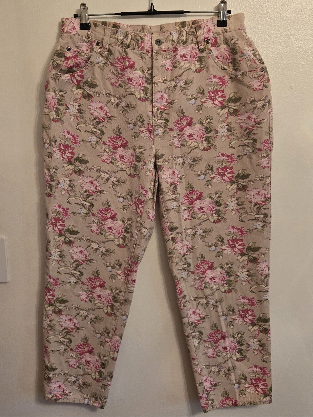 Elisabeth Liz Claiborne Vintage Cotton Floral High Rise Jeans Size 14 Petite